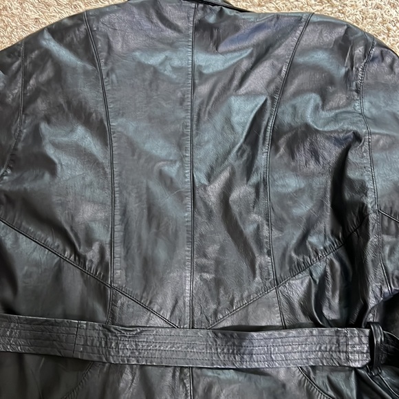 80s vintage black leather coat - Picture 7 of 7